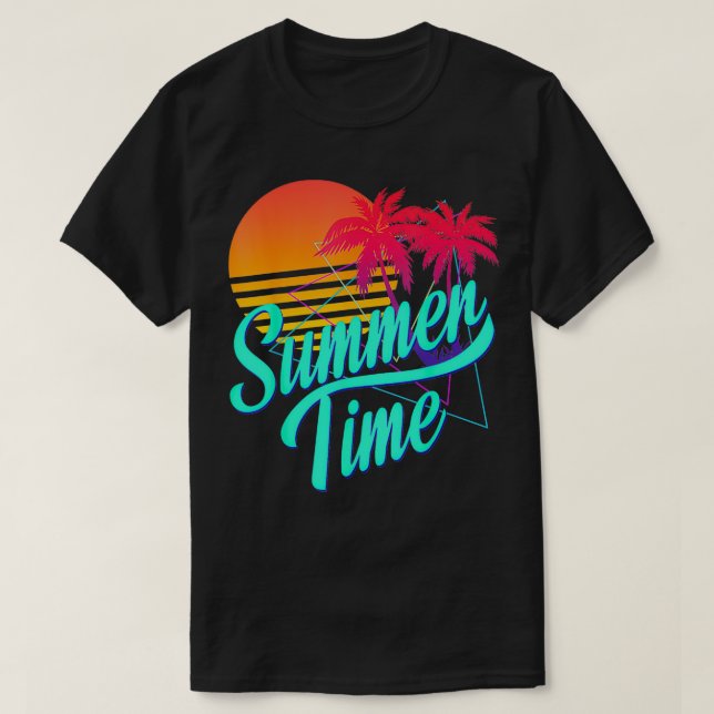 Sommartid: Retro 80-talets busscen med Handflatan  T Shirt (Design framsida)