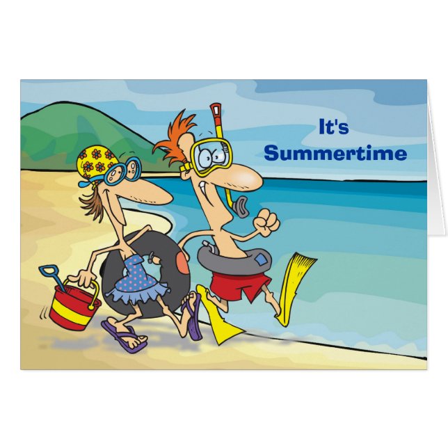 Sommartid - strand hälsningskort (Framsidan Horizontal)