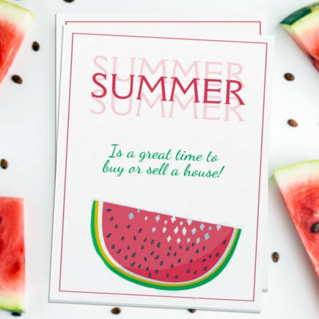 Sommartid till Sell A House Marknadsföring Kort (Personalized Summer Real Estate Marketing Card)