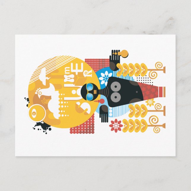 Sommartid tjej meddelande vykort (Framsida)