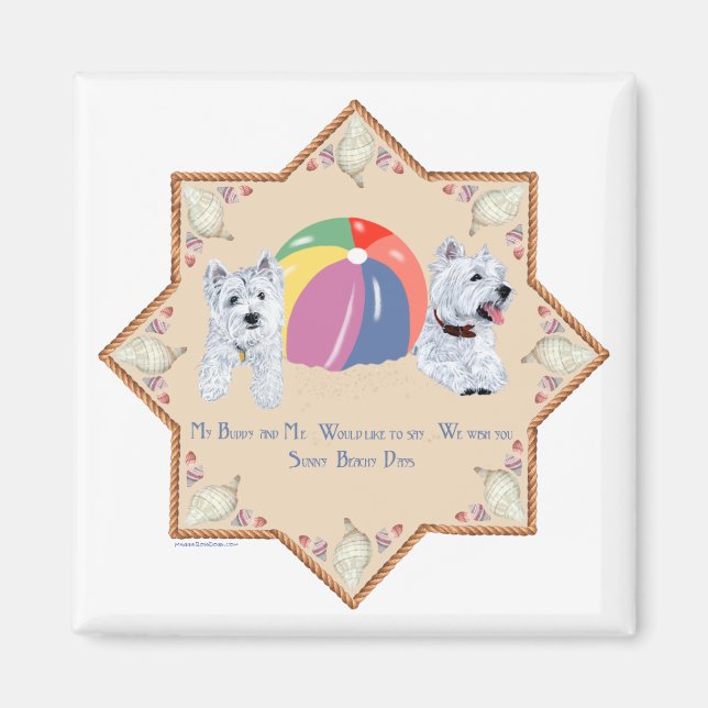 Sommartid Westies Sandy Magnet (Framsidan)