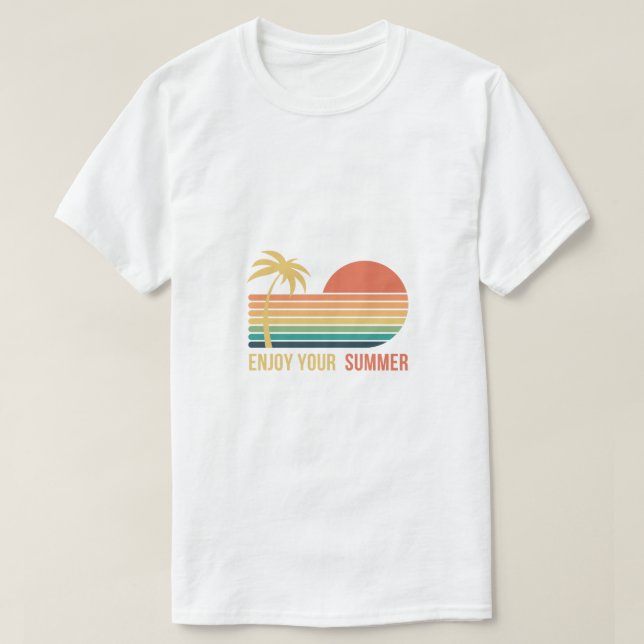 SommartidPolo T Retro Beach Sunset Logotyp handfla T Shirt (Design framsida)
