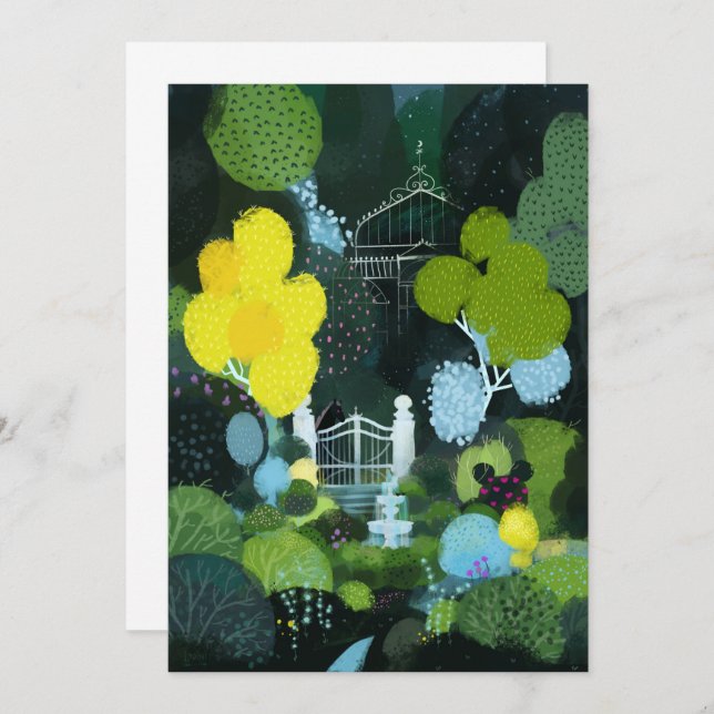 sommarträdgård inbjudningar (Fram/baksida)