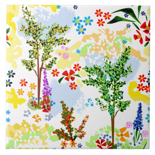 sommarträdgård kakelplatta (Framsidan)
