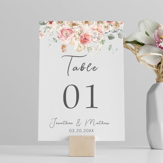 Sommarträdgård Vattenfärg Blommig Bröllop Bordsnummer (Summer Garden Watercolour Floral Wedding Table Number
)