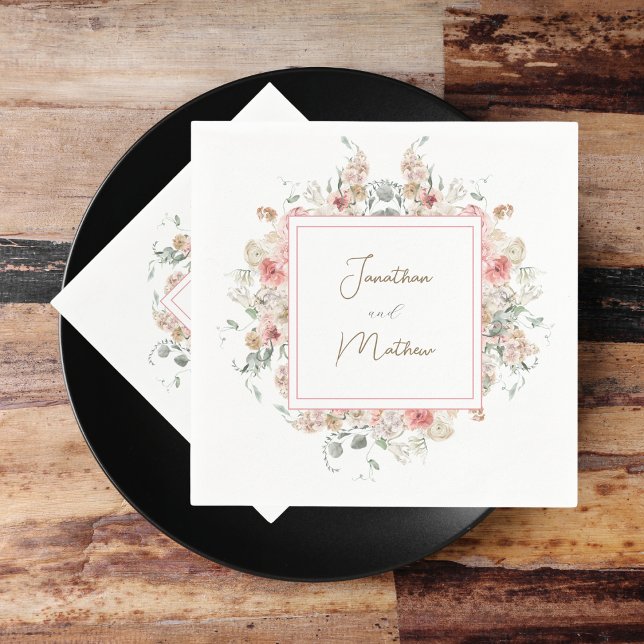 Sommarträdgård Vattenfärg Blommig Bröllop Pappersservett (Summer Garden Watercolour Floral Wedding Napkins
)