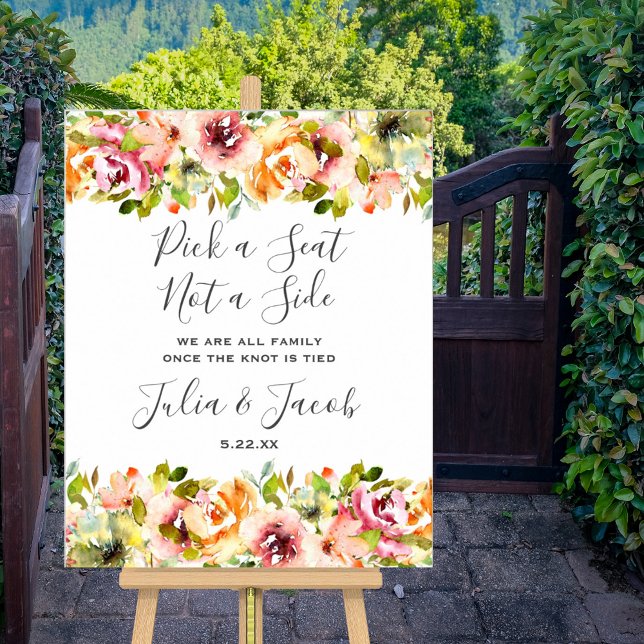Sommarträdgård Vattenfärg Blommig Bröllop Poster (Summer Garden Watercolor Floral Wedding Poster)