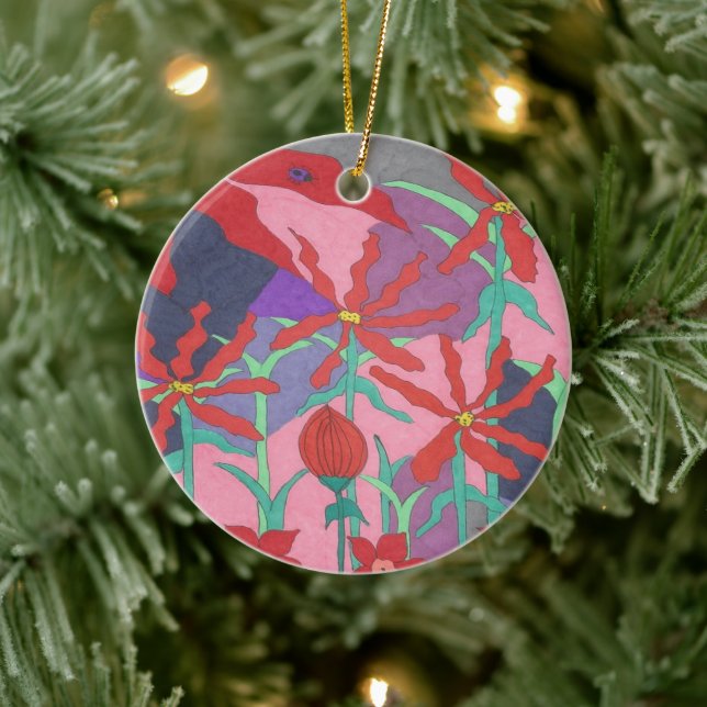 Sommarträdgårdar på natten julgransprydnad keramik (Träd)