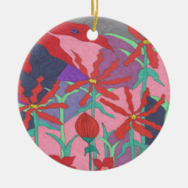 Sommarträdgårdar på natten julgransprydnad keramik