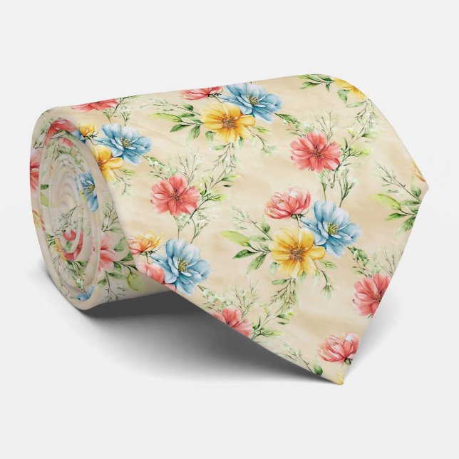 Sommarträdgårdsblommigt mönster slips (Rullad)