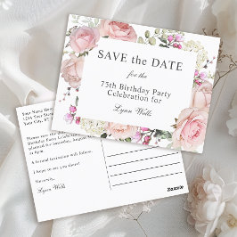 Sommarträdgårdsblommor 75-årsdag Save The Date Vykort