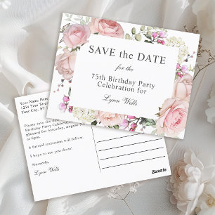 Sommarträdgårdsblommor 75-årsdag Save The Date Vykort