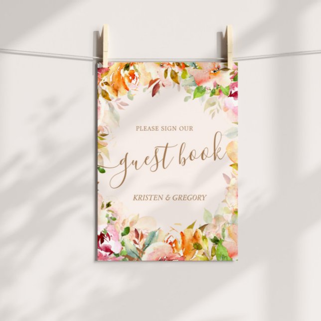 sommarträdgårdsodling blommigt Bröllop gäst bok Poster (Skapare uppladdad)