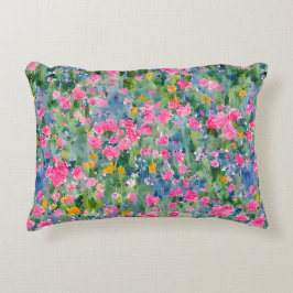 Sommartrender för blomsterträdgård av vattenfärg f prydnadskudde