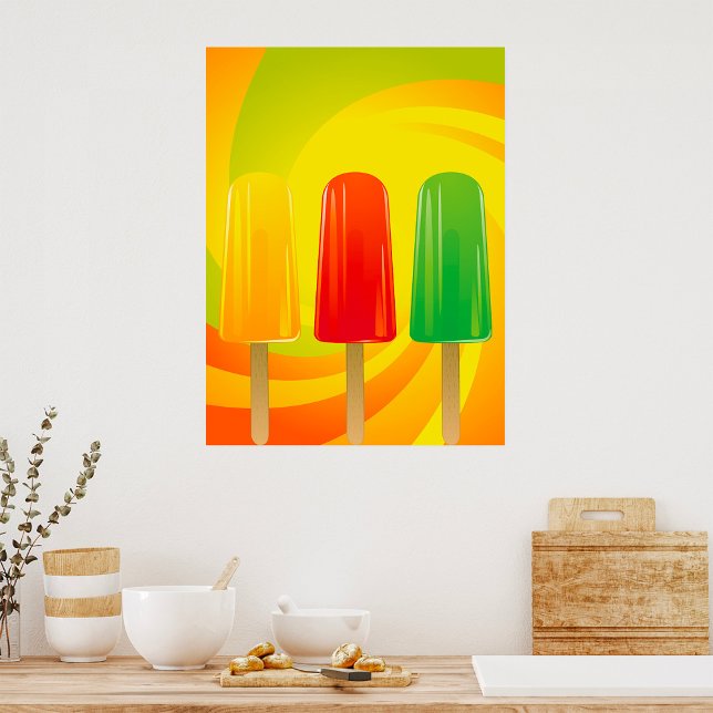 Sommartrio med ljusa ispoppar poster (Skapare uppladdad)