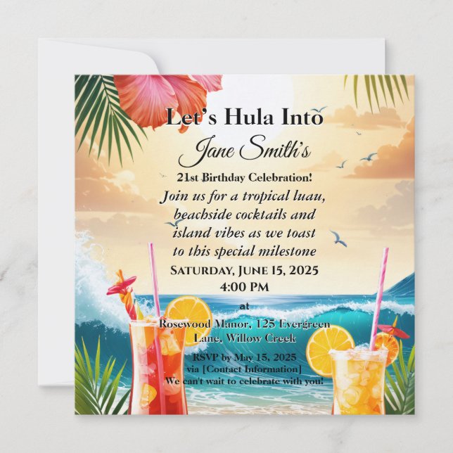 Sommartropical Luau Strandfest 21-årsfirande (Framsida)