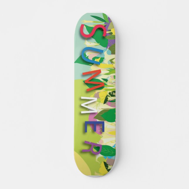 Sommartropickala blommor mini skateboard bräda 18,5 cm (Framsida)
