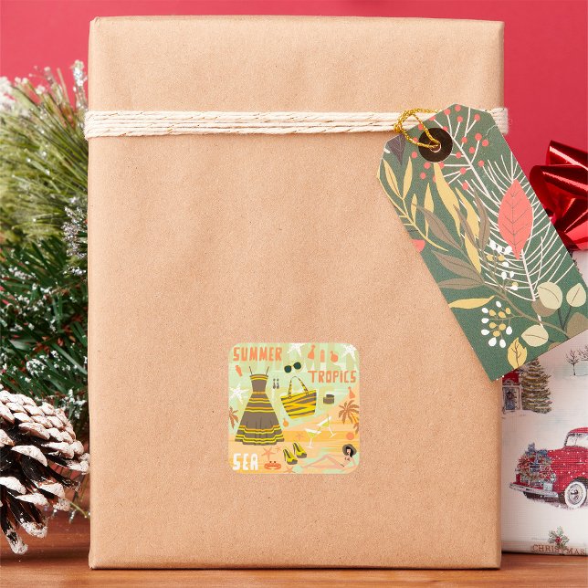 SommarTropikernor Fyrkantigt Klistermärke (Skapare uppladdad)