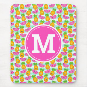 Sommartropisk ananas & vattenmelonmonogram musmatta