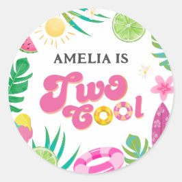 Sommartropisk bassäng födelsedagsfest Sticker Runt Klistermärke