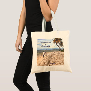 Sommartropisk Beach Wedding Watercolor-Anpassnings Tygkasse