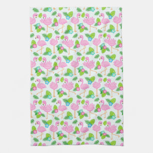 Sommartropisk Flamingo och Blommönster Kökshandduk