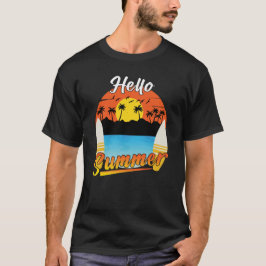 Sommartropisk ö Beach Handflatan Träd Sunset T Shirt