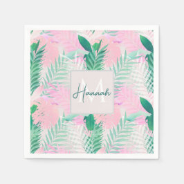 Sommartropisk Rosa Mint Handflatan Foliage Greener Pappersservett