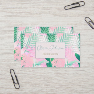 Sommartropisk Rosa Mint Handflatan Foliage Greener Visitkort