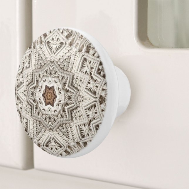 Sommartropisk strand boho chic tribal macrame knopp (Summer tropical beach boho chic tribal macrame ceramic knob)