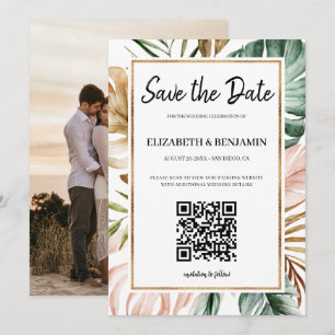 Sommartropiska blad QR-kod Foto Spara Datum Datumet