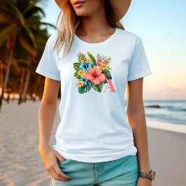 Sommartropiska blommor anpassar Monogram T Shirt
