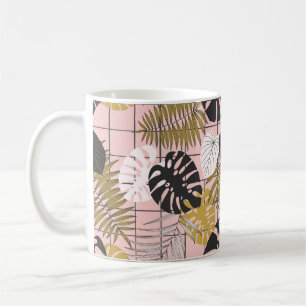 Sommartropiska handflatan löv mönster kaffemugg