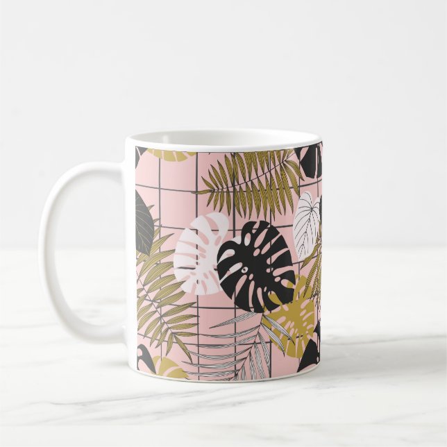 Sommartropiska handflatan löv mönster kaffemugg (Vänster)