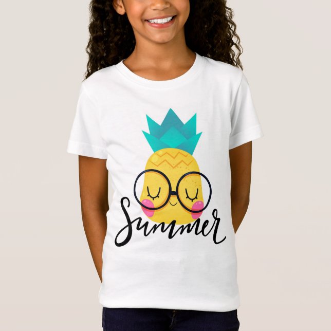 Sommartypografi med Cute Pineapple T Shirt (Framsida)