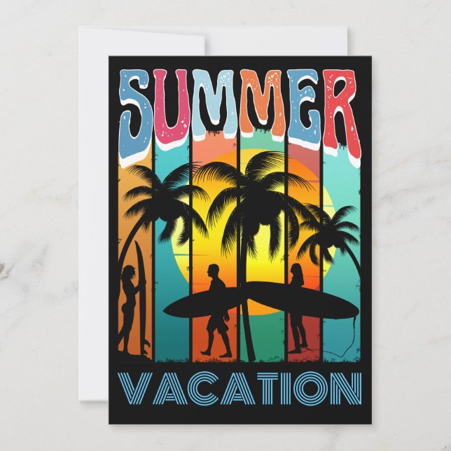 SOMMARUTFÄRD STRAND SURFNING FAMILJESEMESTER INBJUDNINGAR (Framsida)
