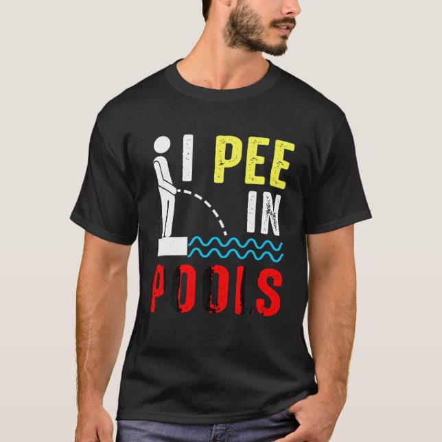 Sommarvacation Bassäng Swimming Joke Jag kissar i  T Shirt (Framsida)
