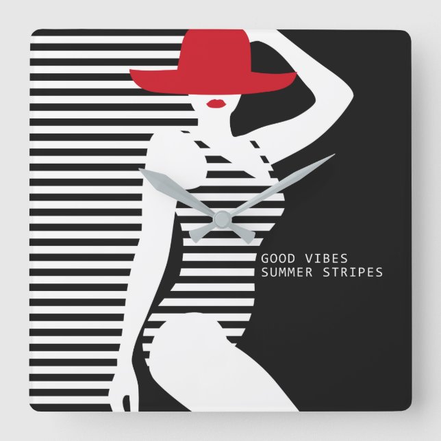 Sommarväggklocka Fyrkantig Klocka (Framsida)