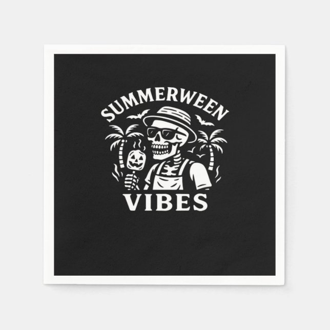 Sommarvakation Summerween Vibes Skeleton Hallowee Pappersservett (Framsidan)
