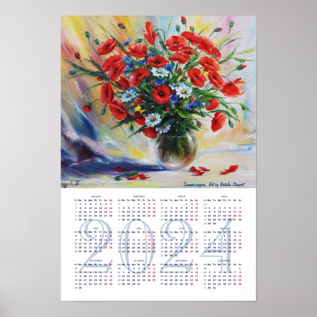Sommarvallmo. Kontantkalender 2024 Poster (Framsidan)