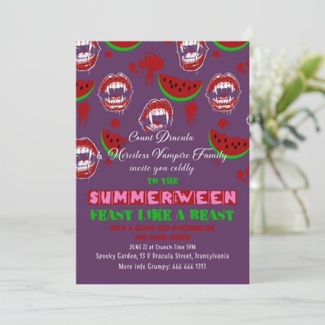 Sommarvampyrfest Blodig Sommarinbjudan  Inbjudningar (Stående Fram)