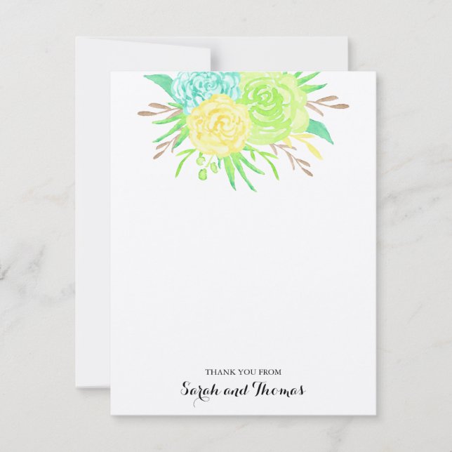 Sommarvattenfärg Blommor Tacksamtbrev Inbjudningar (Framsida)