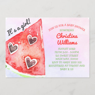 Sommarvattenmelon Cute Girl Baby Shower Inbjudningar