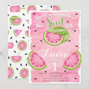 Sommarvattenmelon Födelsedagsfest inbjudan Inbjuda