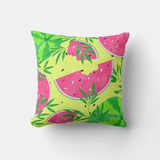 Sommarvattenmelon Grenar Ljus Tropical Kudde (Framsida)