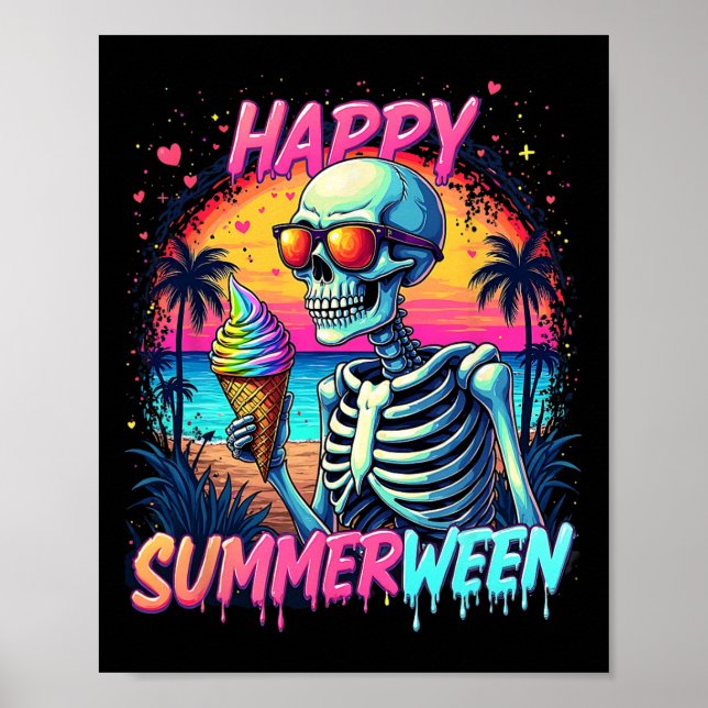 Sommarvattenmelon Jack-o-lantern Glad Sommarhallow Poster (Framsidan)