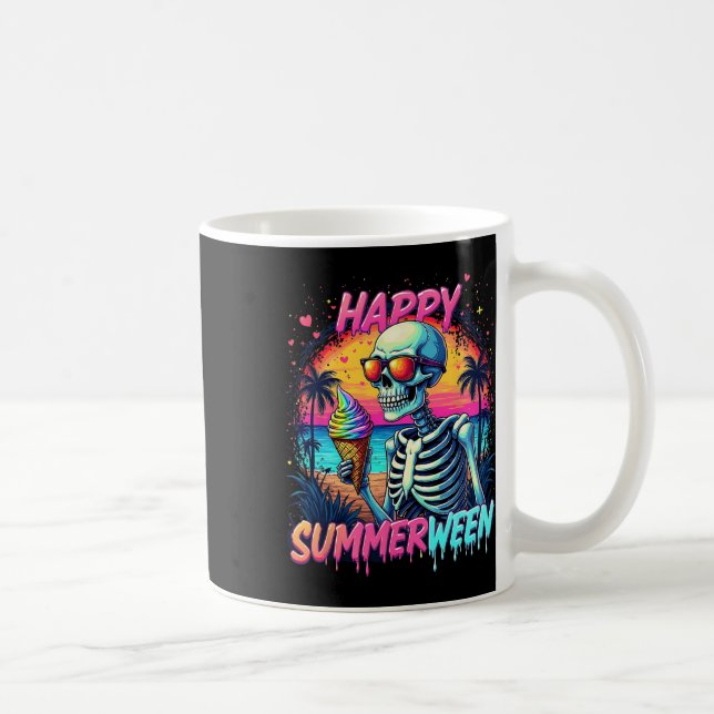 Sommarvattenmelon Jack-o-lantern Glad Summerween  Kaffemugg (Höger)