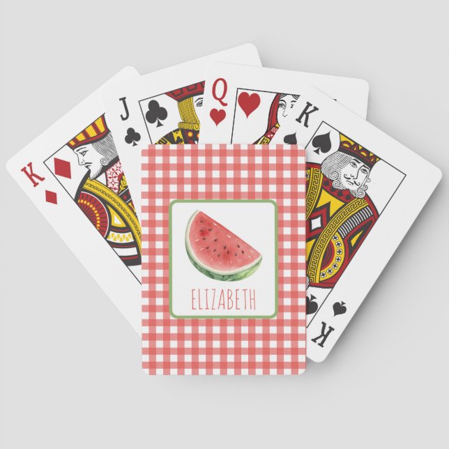 Sommarvattenmelon och röd gingham-ruta casinokort (Baksidan)