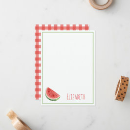 Sommarvattenmelon och röd rutig gingham anteckningskort