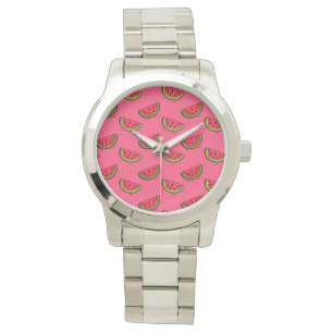 Sommarvattenmelon på rosamönster armbandsur